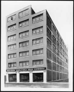 Exterior view of the Western Wholesale Drug Company building, 1900