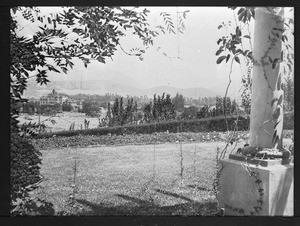 View of the former mining town of Banner as seen from the J.H. Kleine residence, (Lakeside?), San Diego County, ca.1900-1939