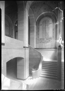 Mosaic over a stairway inside Los Angeles City Hall