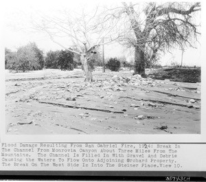 Flood damage resulting from San Gabriel fire, 1924