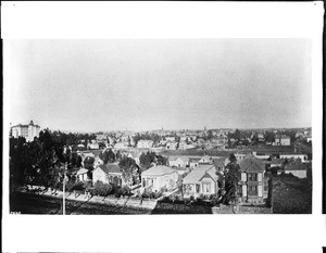 View of Figueroa Street looking north on Seventh Street taken from the Foy Residence, Los Angeles, ca.1886