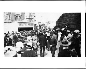 World War I-era amusement park in Venice, showing a sign that says "Swat the Kaiser", 1910-1919