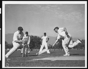 Cricket players in Griffith Park, ca.1950