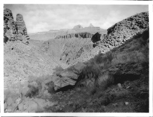 Looking east from the Bright Angel Trail near the Colorado River, Grand Canyon, ca.1900-1930