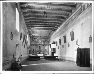 Interior of Mission San Miguel Arcangel, 1903