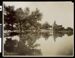 View of the lagoon at the Urbita Hot Springs in San Bernardino, 1900