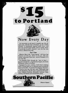 Southern Pacific advertisement for traveling to Portland