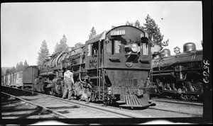 Southern Pacific Railroad train with a "Cab Forward" locomotive, ca.1910