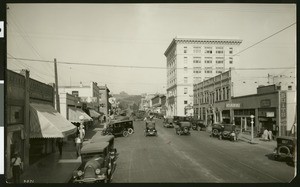 View of Philadelphia Street looking east on Greenleaf Avenue in Whittier, ca.1924