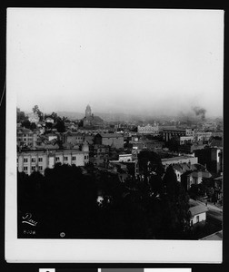 Long panoramic view of downtown Los Angeles looking east on 3rd Street, 1908