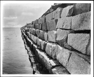 Stones of the San Pedro breakwater just after completion, ca.1900