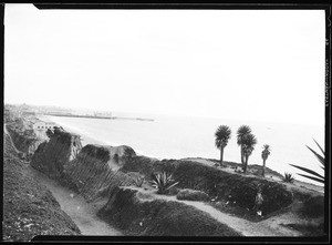 View of Santa Monica from the Palisades, looking south towards the pier, 1910-1920