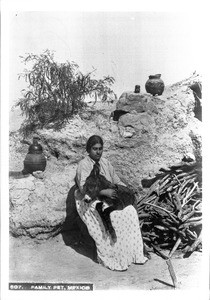 Indian woman with pet burro, Paso Del Norte, ca.1900-1905