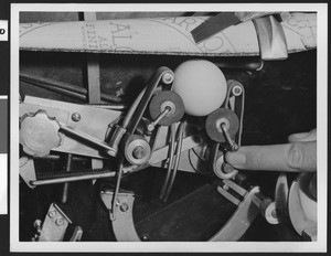 Close-up of unidentified parts in a machine, ca.1940