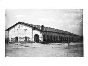 General view from the west end of Mission San Fernando, California, ca.1885-1889