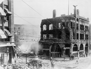 Los Angeles Times Building the day after the bombing, October 1, 1910