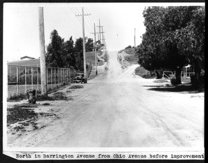 View of Barrington Avenue looking north from Ohio Avenue in Westwood before improvement, April 14, 1934