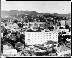 View of Hollywood looking north from the Athletic Club, showing the Hotel Wilcox, Los Angeles, ca.1927