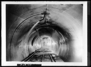 Interior of a tunnel along the Colorado River Aqueduct, ca.1930