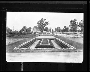 View of a sunken pansy garden in Exposition Park, 1925