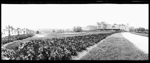 Exterior view of the Hotel Potter and grounds, Santa Barbara