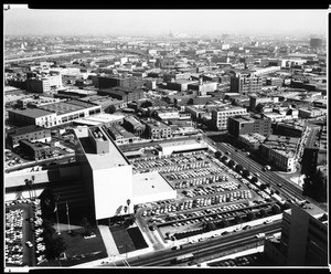 Aerial view of the Parker Center and East Los Angeles, August 11, 1962