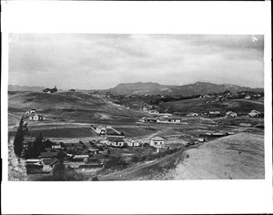 Panoramic view of Los Angeles looking west on Third Street from Grand Avenue, showing the Belmont Hotel, ca.1880-1885