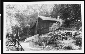 Exterior view of a cabin at Fern Lodge, ca.1930