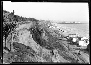 View of Santa Monica and the pier from Palisades Park, ca.1920