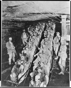 Miners about to descend into the Empire Gold Mine, Grass Valley, California, ca.1900-1930