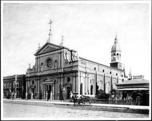 Exterior view of St. Vibiana's Cathedral, Los Angeles, ca.1887