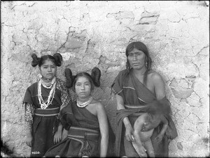 Two Hopi maidens and a matron holding a baby, Arizona, ca.1898