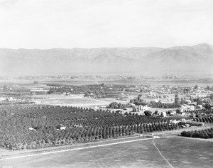 Panoramic view of the cities of San Bernardino and Colton looking from Stover Mountain, ca.1900