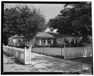 One acre farm near El Monte, showing large trees over a house, August, 1927