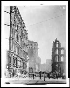 San Francisco's Montgomery Street from California Street showing damage from the earthquake and fire, 1906