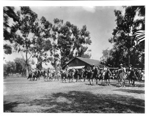 Mounted members of the Los Angeles Vaquero Club at the Eugene Plummer ranch in Hollywood, ca.1915