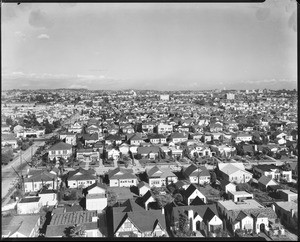 Panoramic view of Hollywood looking east from Rossmore Avenue and Rosewood Avenue, 1930