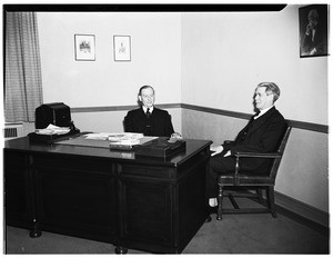 University of California at Los Angeles President Robert Sproul behind a desk, November, 1937