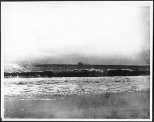 Sailing vessel and Coronado Islands seen from Coronado Beach, ca.1885