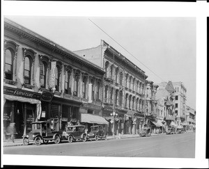 View of Main Street north from the west side of First Street, Los Angeles, ca.1926