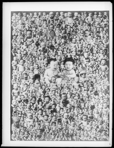 Montage of large group east Asian babies