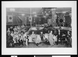 Members of the Sunset Club dressed in Japanese costumes for a Japanese banquet, ca.1900