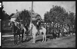 Boleros on horses at La Fiesta de Los Angeles celebration, ca.1906