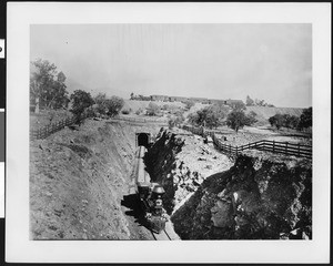 Two trains below and above on the Tehachapi loop, ca.1890