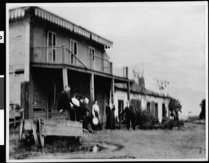 People outside of the Machado House, Casa de la Bandera, in San Diego, ca.1900