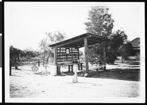 A cooking area at a gratuitous automobile camp, Redlands, ca.1930