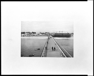 View of Long Beach from the Sun Pavilion at the end of a pier, ca.1906