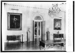 Interior view of the Huntington Library, showing "Blue Boy" and "Pinkie", San Marino, ca.1931