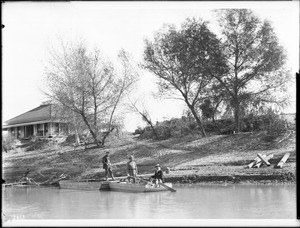 Two small outboards at Empire Flats landing in the Colorado River, ca.1900