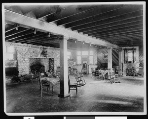 Interior view of the Alpine Tavern on the Mount Lowe Railway, 1898